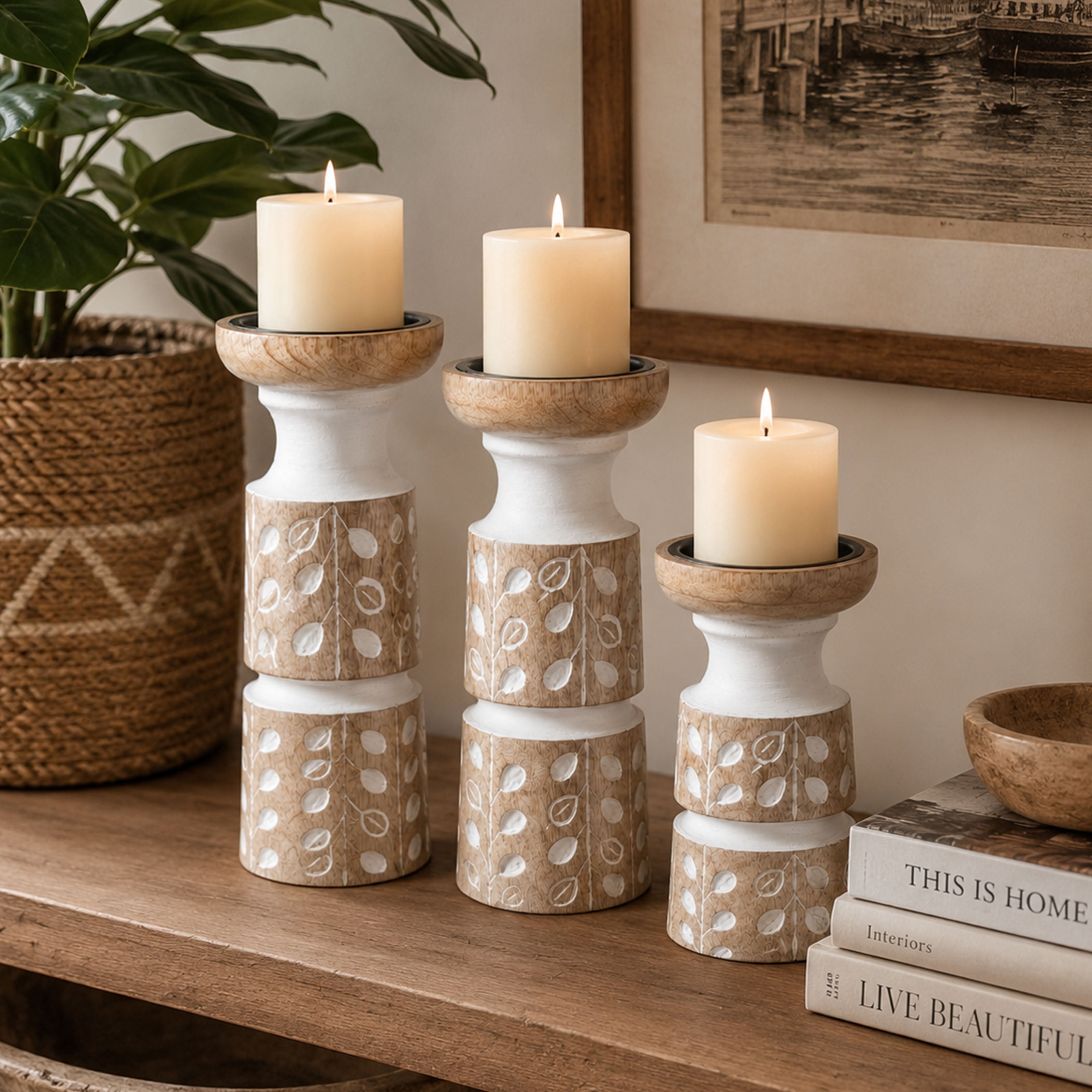 Handgefertigter Holz-Kerzenständer im Boho-Stil für dein gemütliches Wohlfühl-Zuhause