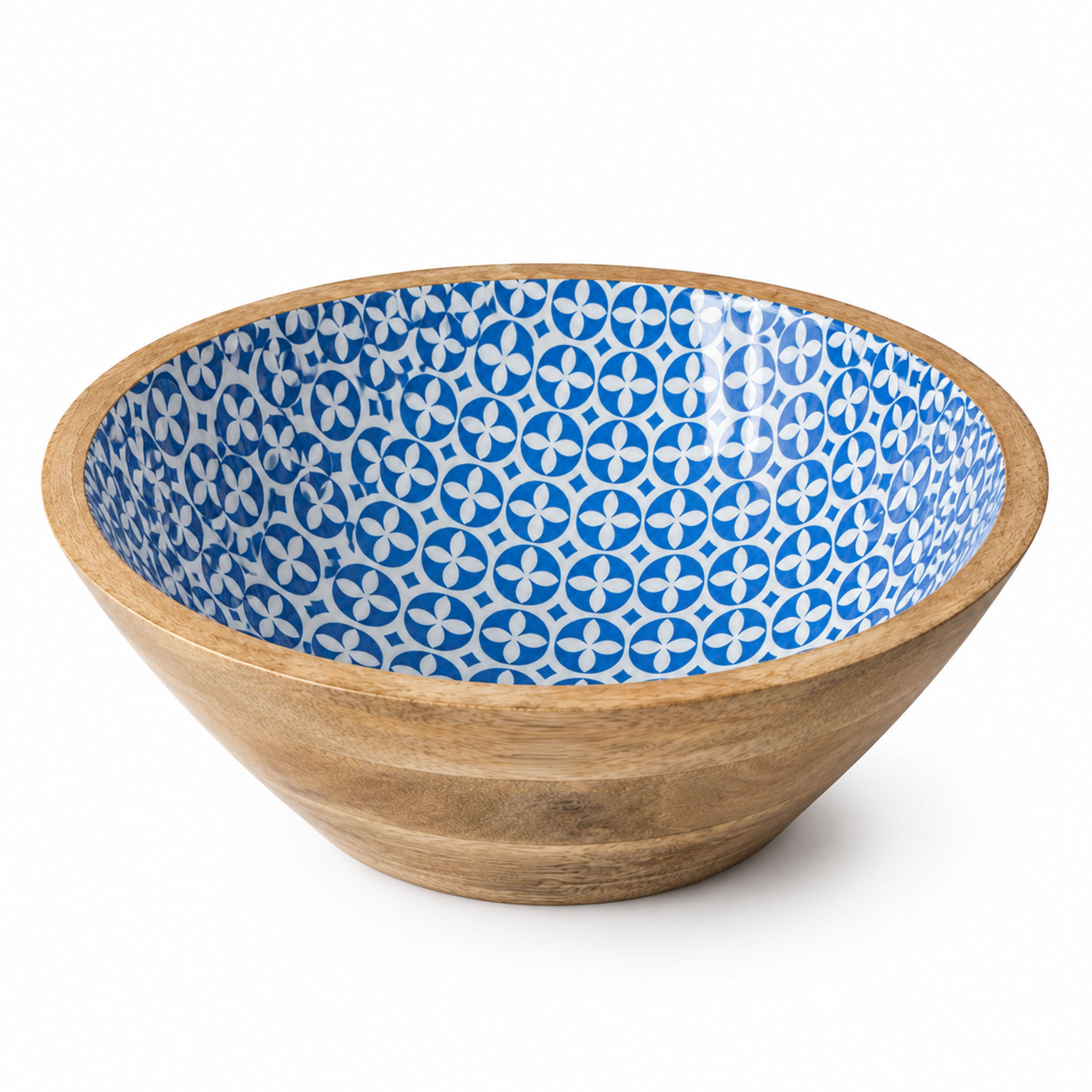 Mangoholz Schale mit Emaille-Muster für Salate & Dekoration - Mosaik