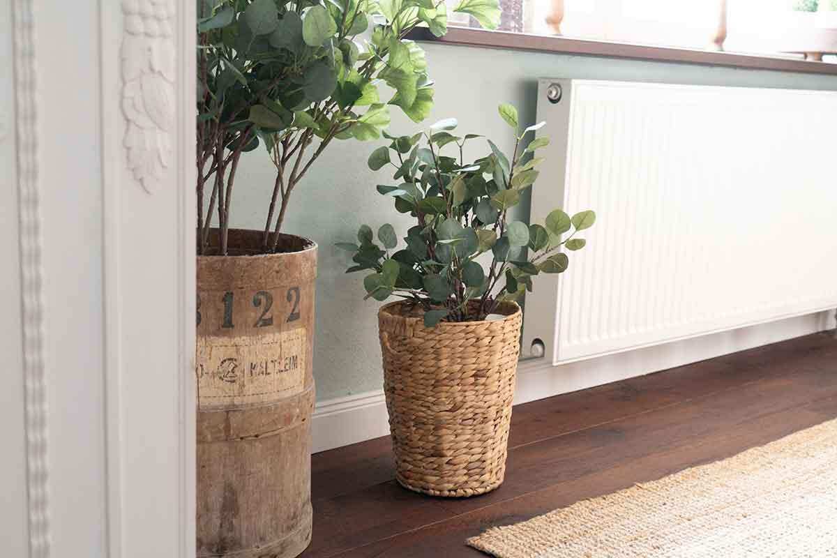 Papierkorb geflochten aus Wasserhyazinthe mit Griffen - Decorasian.eu